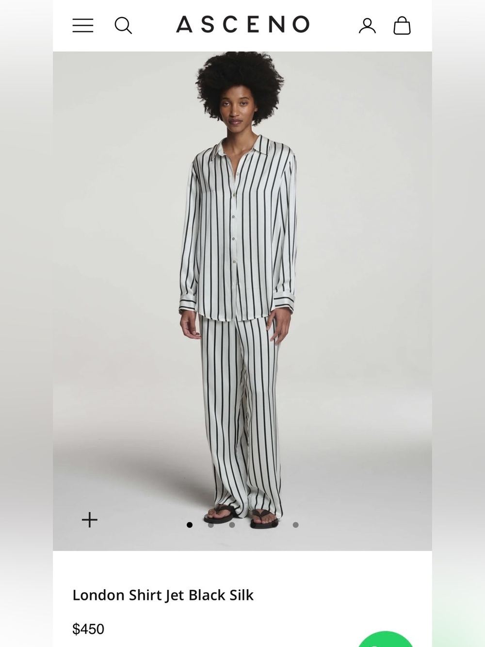Asceno 100% silk pajama set, size large